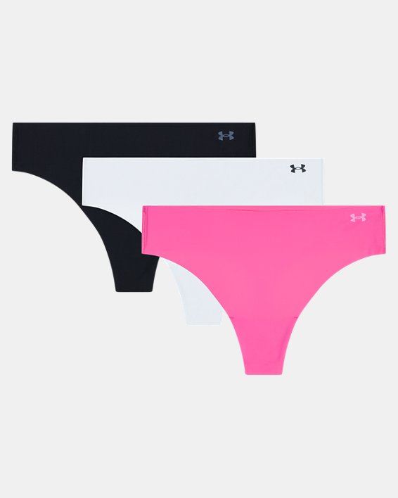 Women's UA Pure Stretch 3-Pack No Show Thong in Pink image number 3